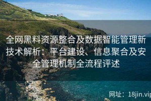 全网黑料资源整合及数据智能管理新技术解析：平台建设、信息聚合及安全管理机制全流程评述