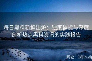 每日黑料新鲜出炉：独家捕捉与深度剖析热点黑料资讯的实践报告