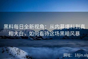 黑料每日全新视角：从内幕爆料到真相大白，如何看待这场黑暗风暴
