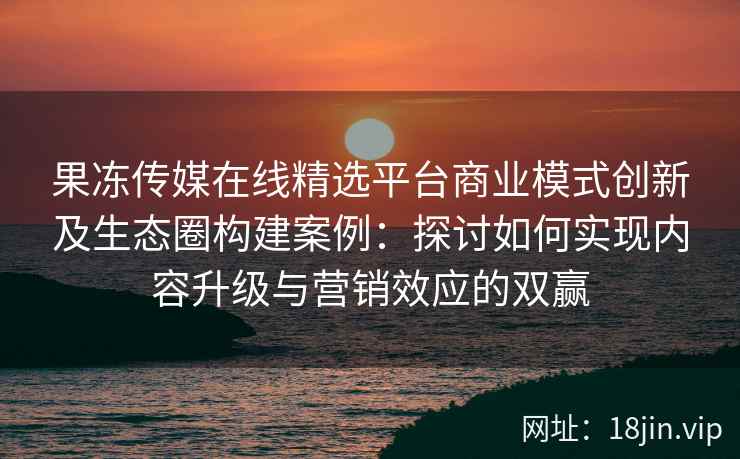 果冻传媒在线精选平台商业模式创新及生态圈构建案例：探讨如何实现内容升级与营销效应的双赢