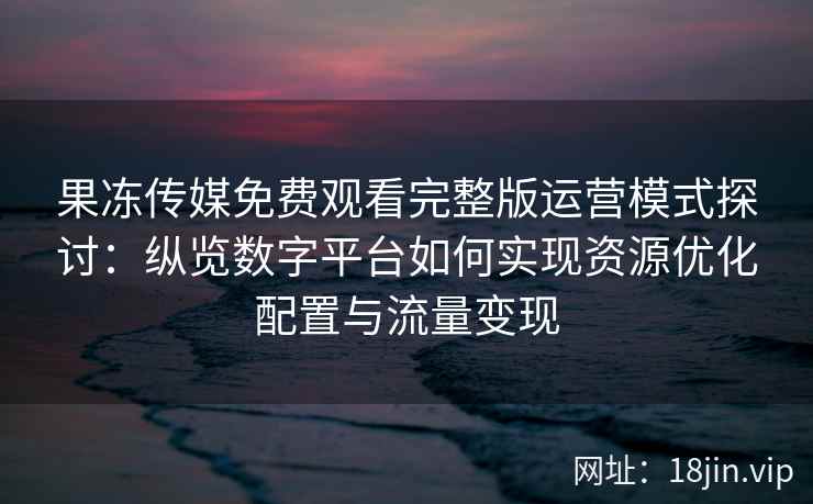 果冻传媒免费观看完整版运营模式探讨：纵览数字平台如何实现资源优化配置与流量变现