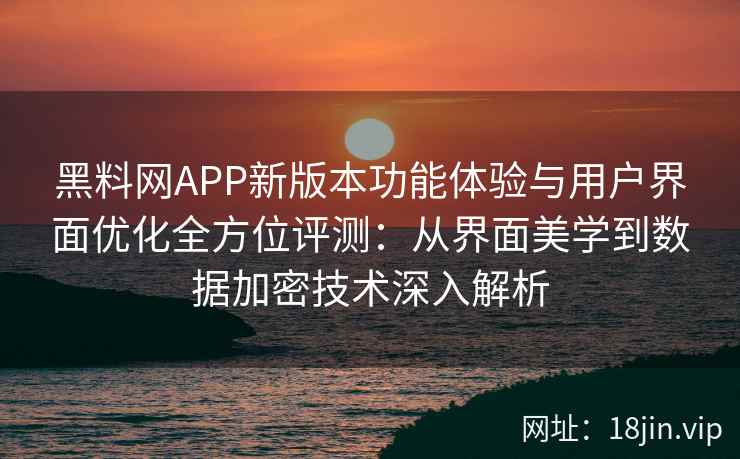 黑料网APP新版本功能体验与用户界面优化全方位评测：从界面美学到数据加密技术深入解析