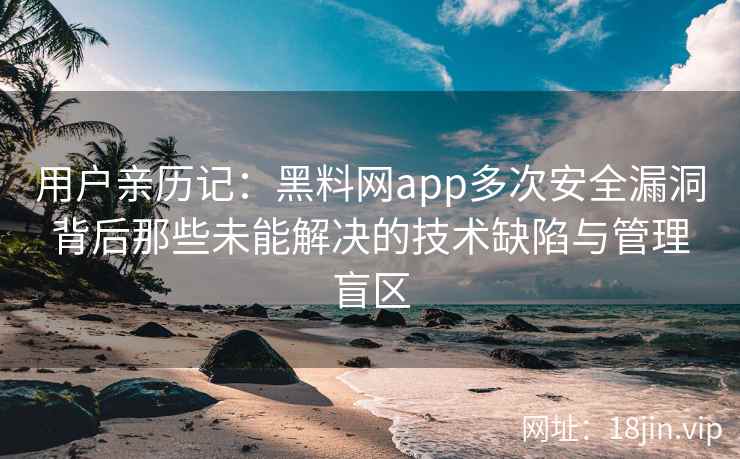 用户亲历记：黑料网app多次安全漏洞背后那些未能解决的技术缺陷与管理盲区