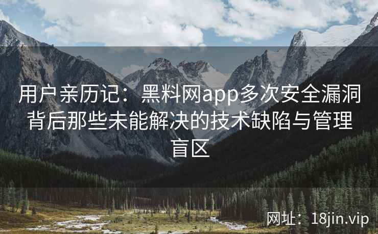 用户亲历记：黑料网app多次安全漏洞背后那些未能解决的技术缺陷与管理盲区