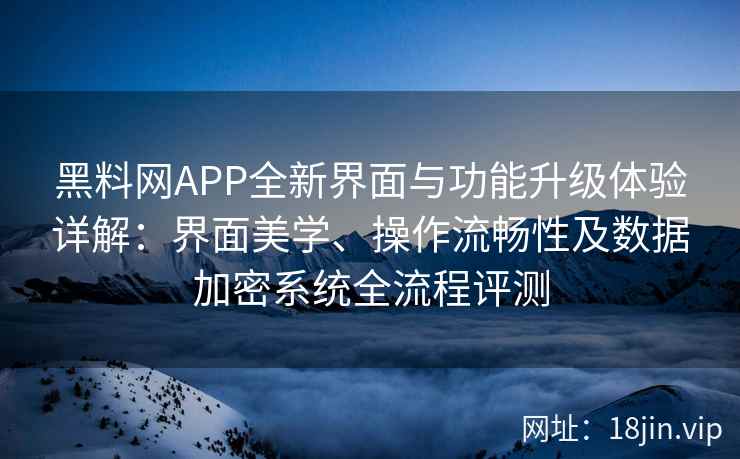 黑料网APP全新界面与功能升级体验详解：界面美学、操作流畅性及数据加密系统全流程评测
